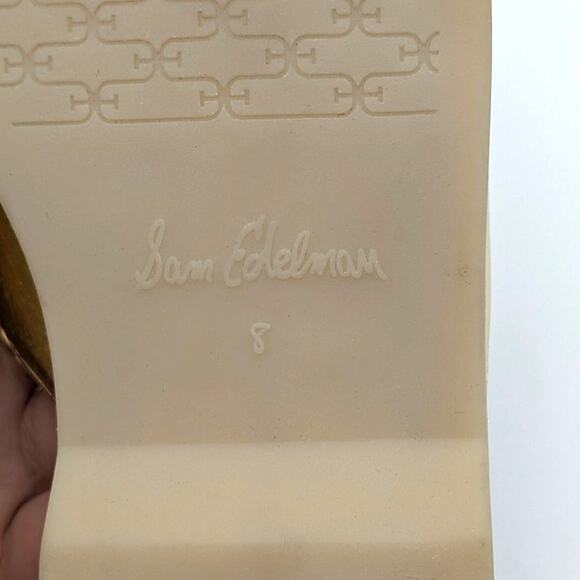 Sam Edelman Kira Slip On Mule Women's Logo Leather Gold Size US8M EU39 - Picture 9 of 12